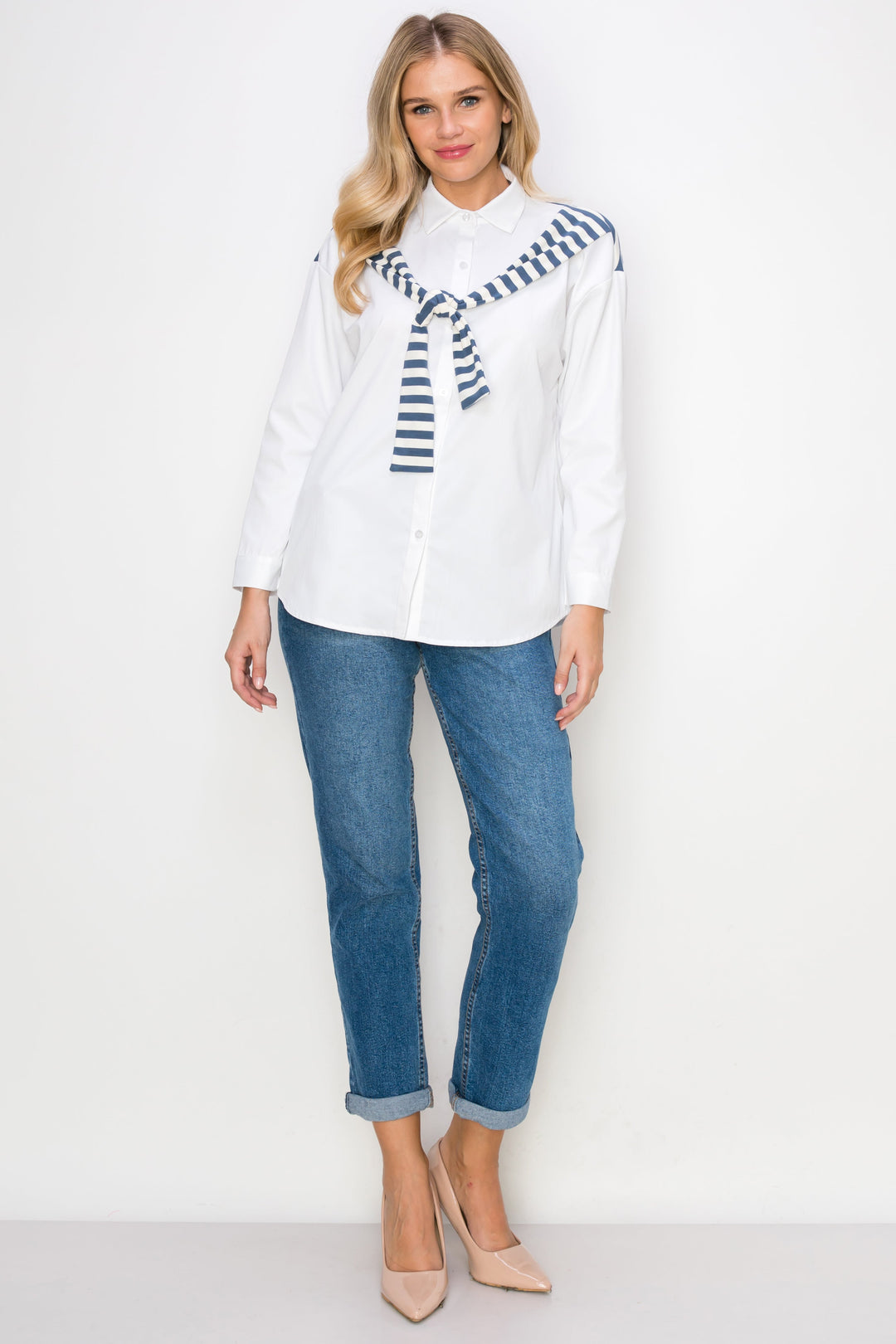 Willette Top with Stripe Front Ties