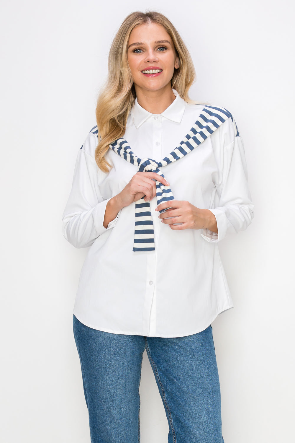 Willette Top with Stripe Front Ties