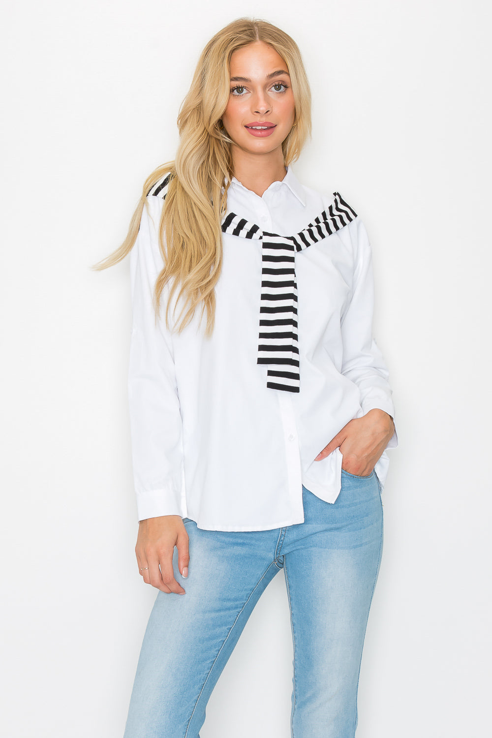 Willette Top with Stripe Front Ties