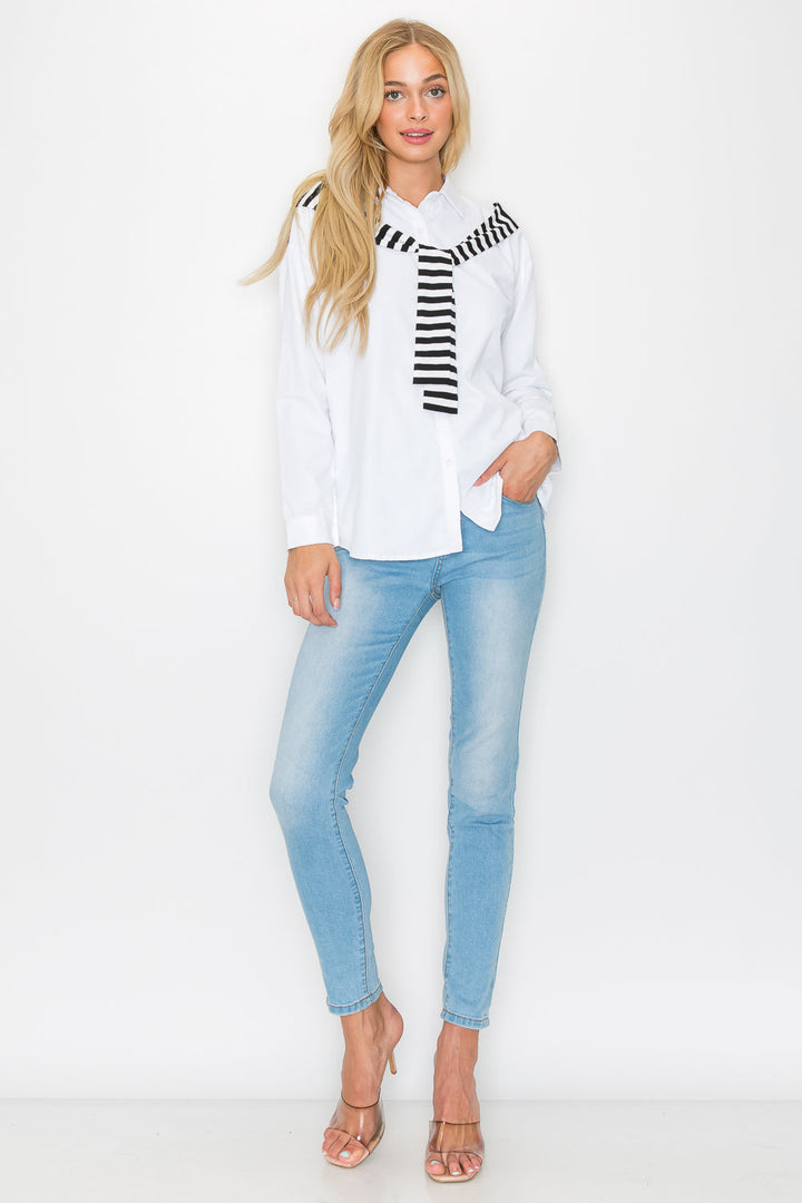 Willette Top with Stripe Front Ties