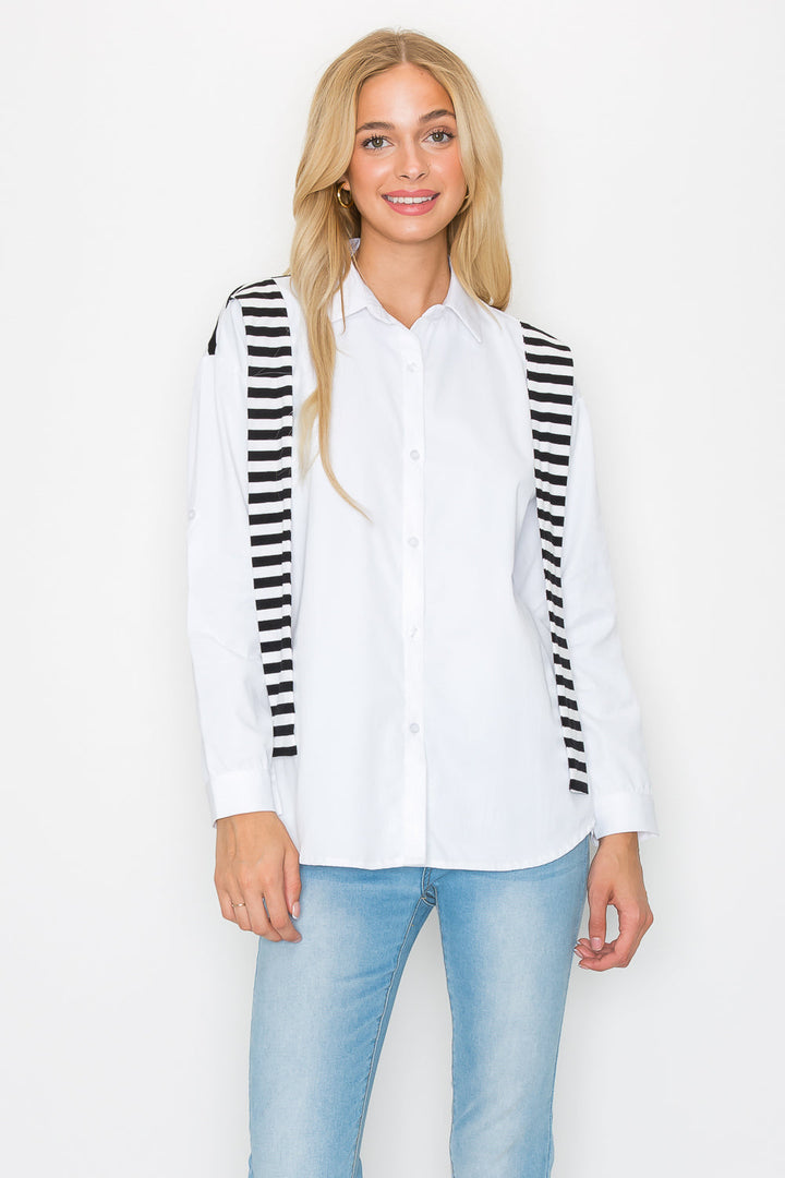 Willette Top with Stripe Front Ties