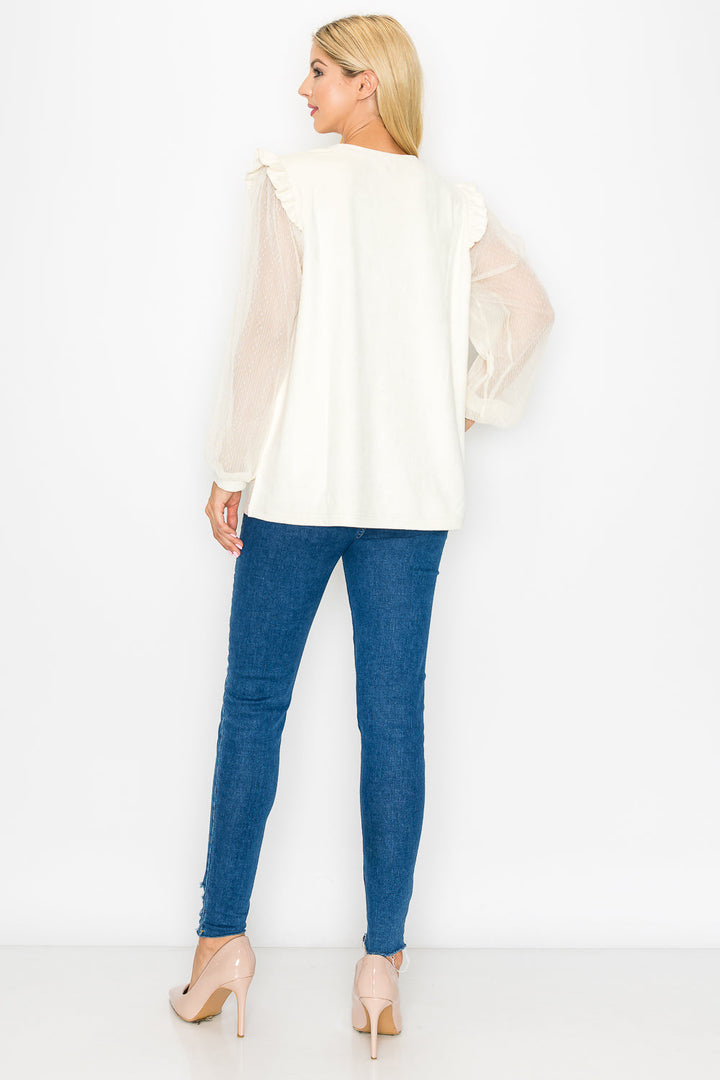 Anastasia Stretch Suede Top with Detachable Flowers