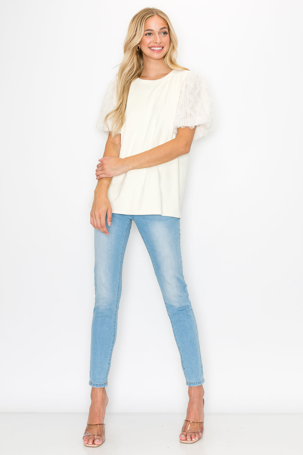 Adelle Stretch Suede Top with Lace