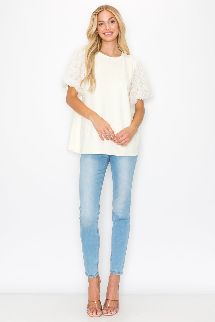 Adelle Stretch Suede Top with Lace