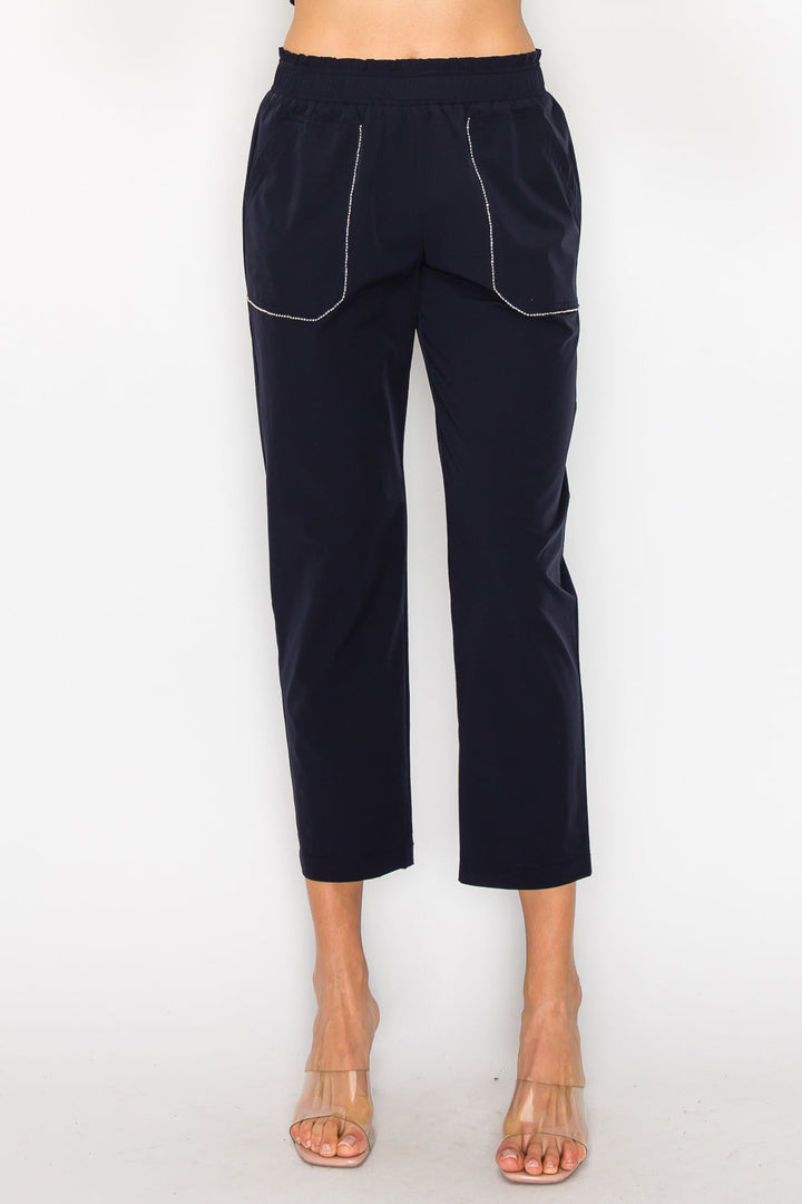 Welisa Woven Pant with Beading Trim