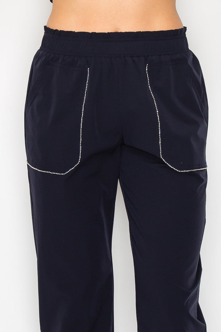 Welisa Woven Pant with Beading Trim