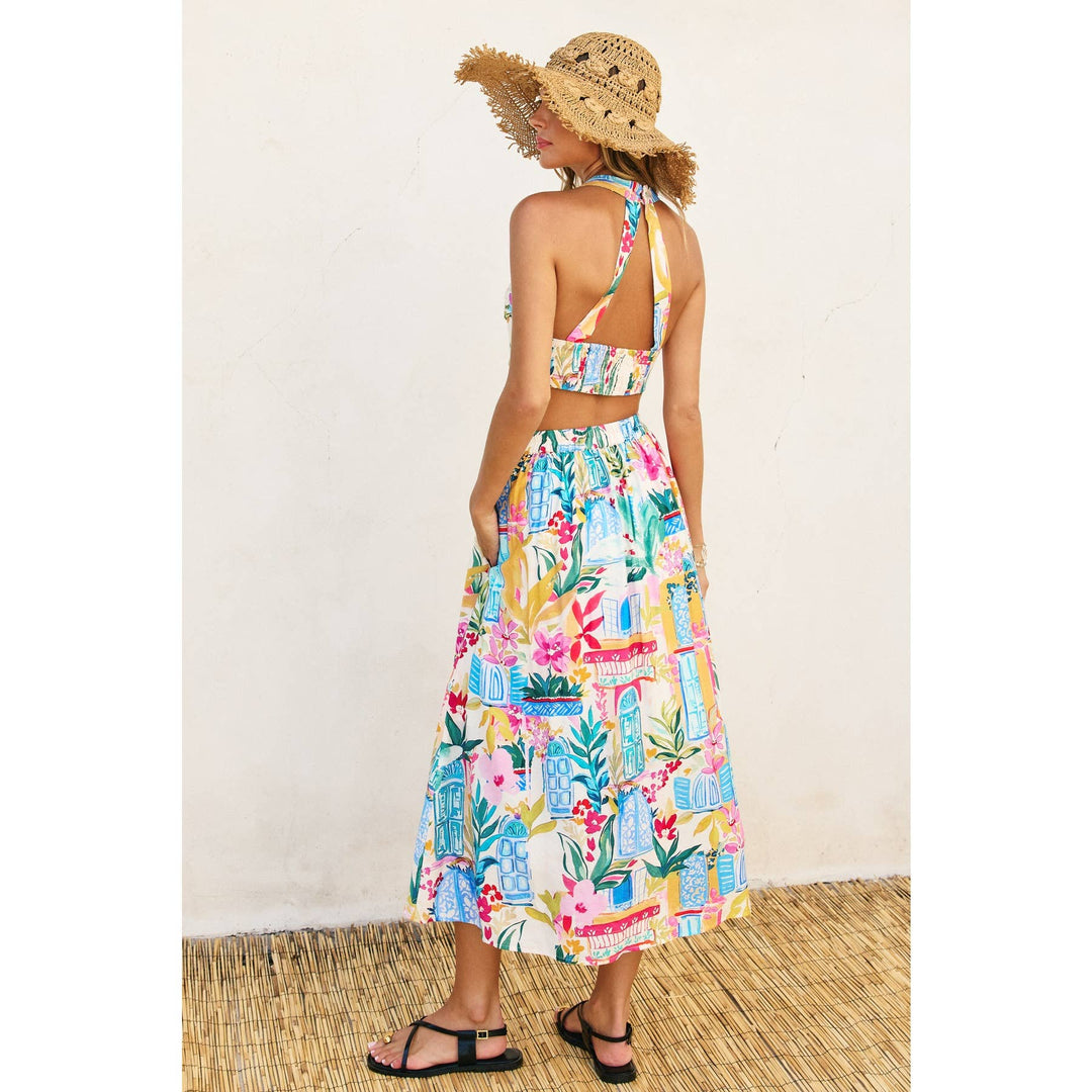 Long Summer Front Button Midi Skirt: SWEET DREAMS / S-M-L(2-2-2)