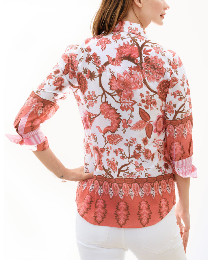 Rome Shirt 3/4 Sleeve, Pink Border Print