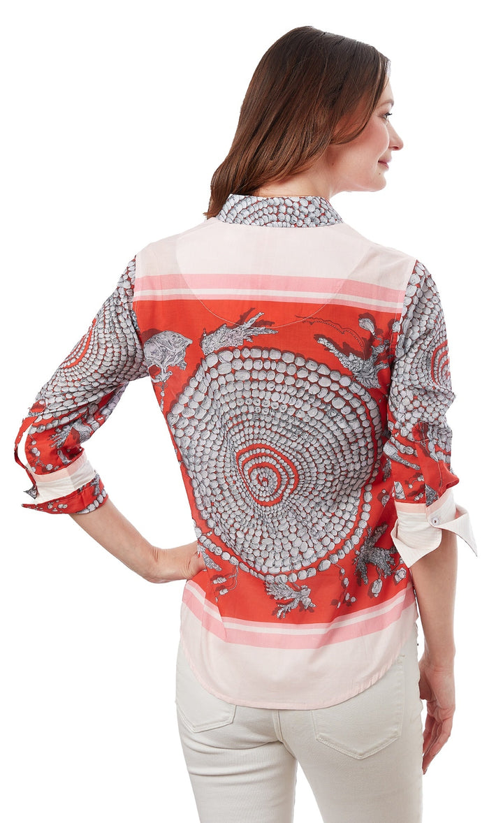 Rome 3/4 Sleeve Coral Print