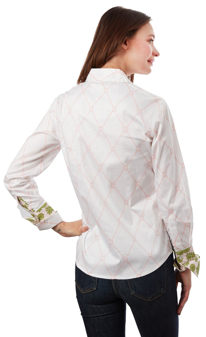 Rome Shirt Pink White V Geometric