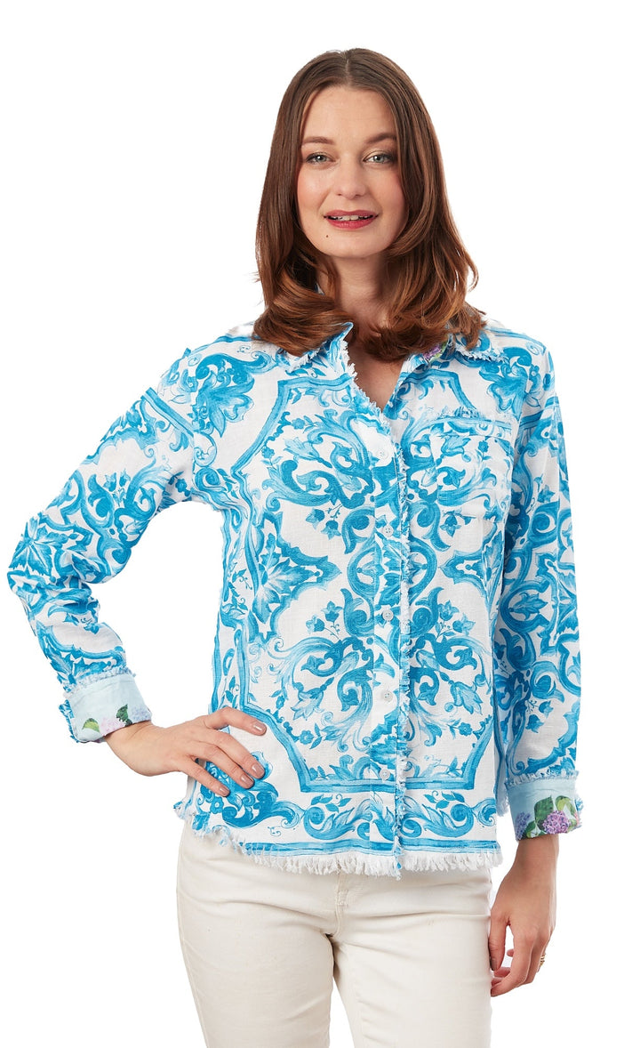 Cape Cod Tunic Turquoise Tile Print