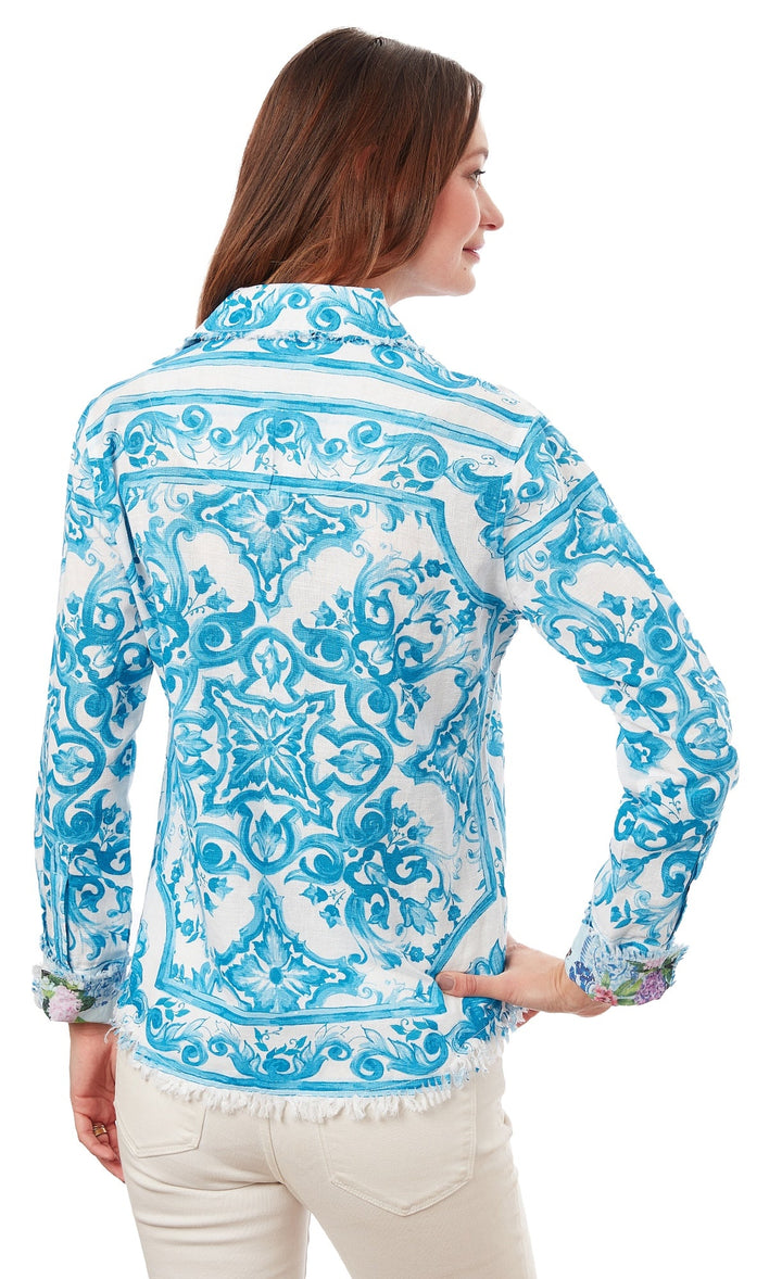 Cape Cod Tunic Turquoise Tile Print