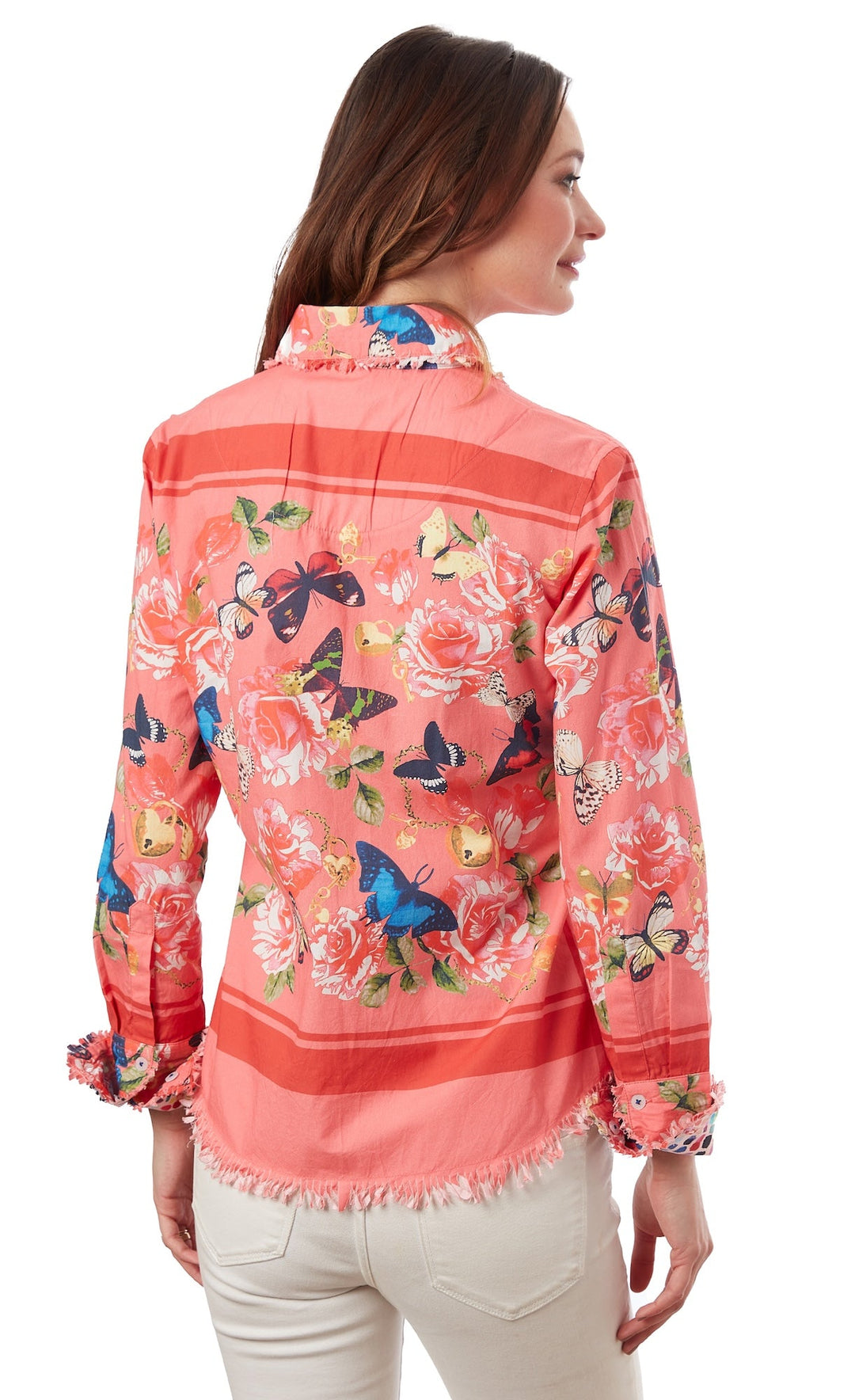 Cape Cod Tunic Pink Org Butterfly Print