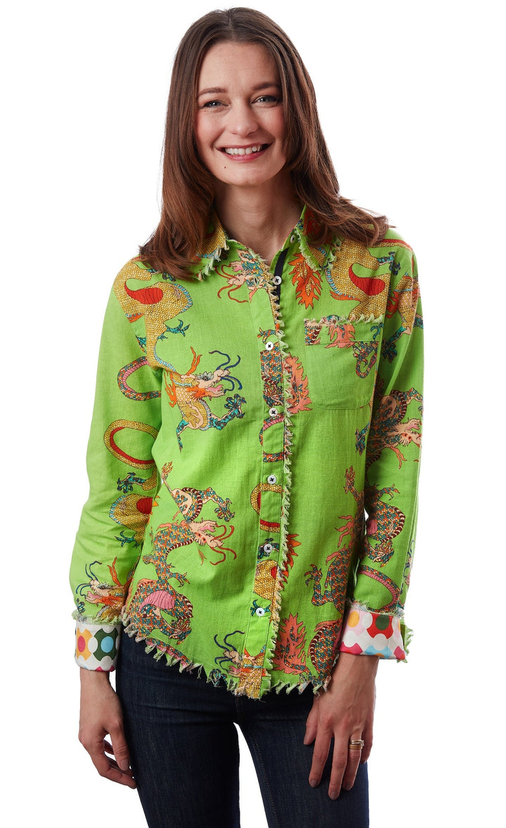 Cape Cod Tunic Green Dragon Print