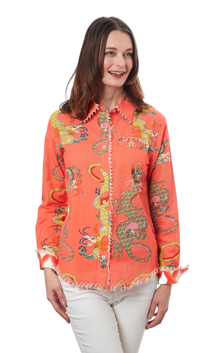 Cape Cod Tunic Orange Dragon Print