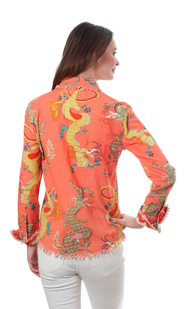 Cape Cod Tunic Orange Dragon Print