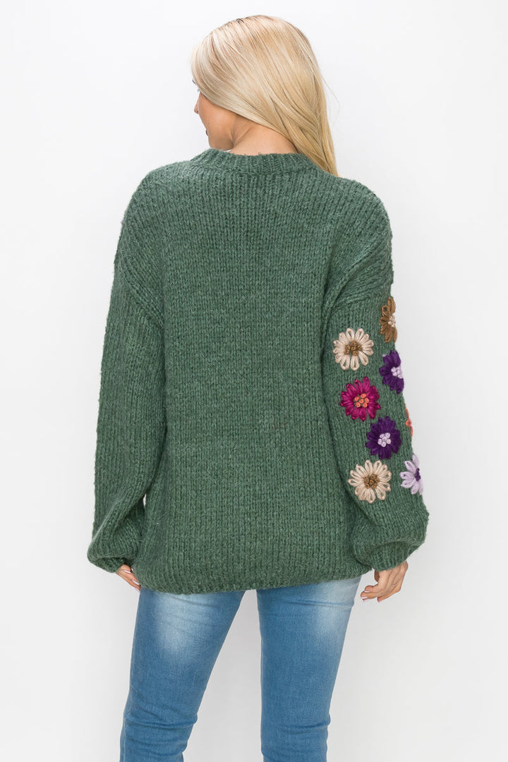 Savita Knitted Crochet Flower Sweater