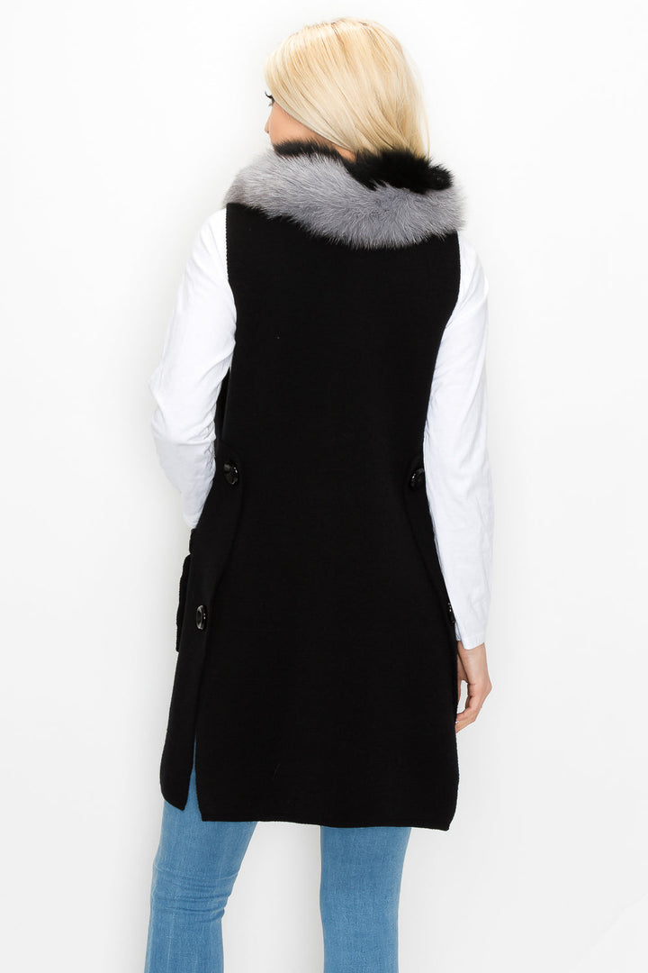 Selma Knitted Sweater Vest with Detachable Faux Fur