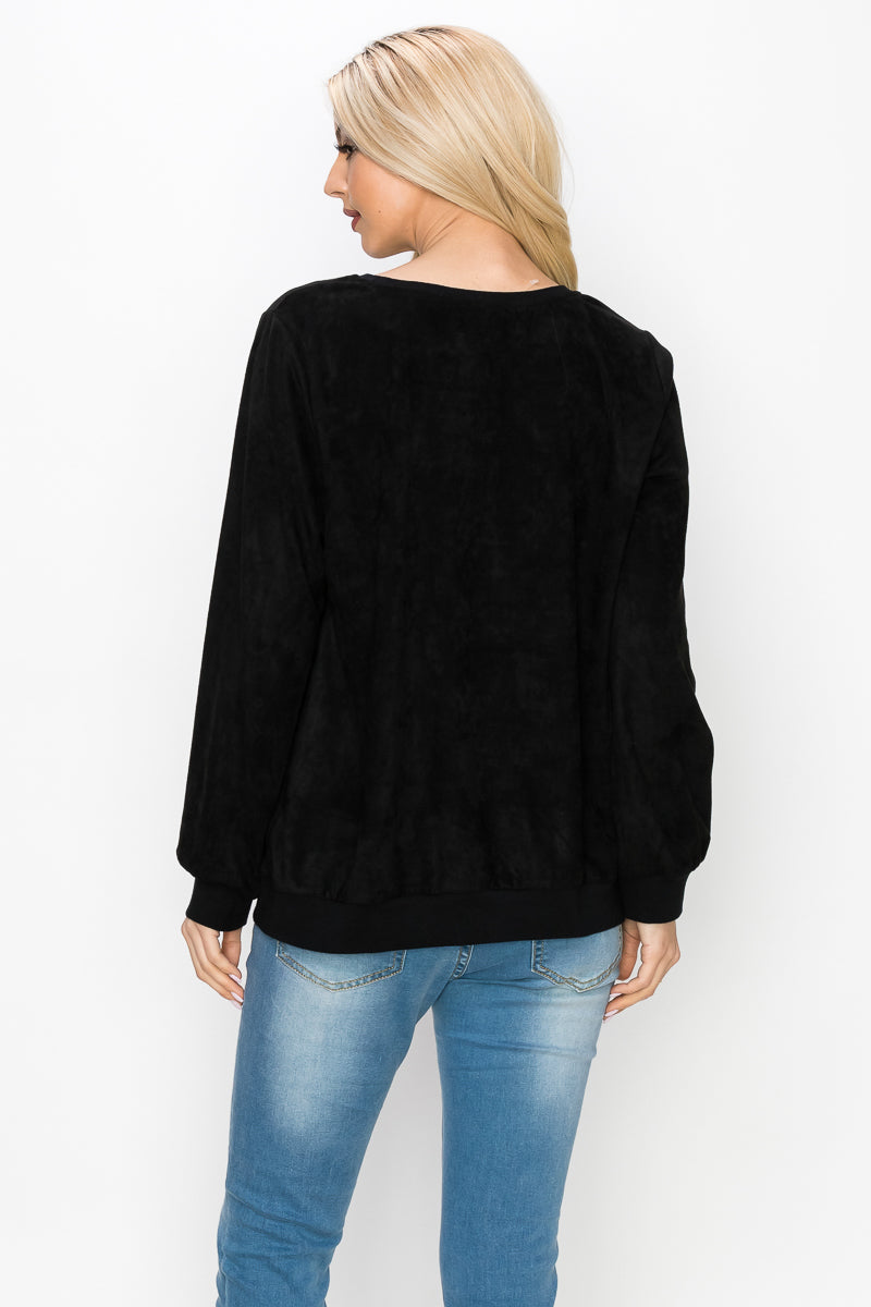 Alisa Stretch Suede Top