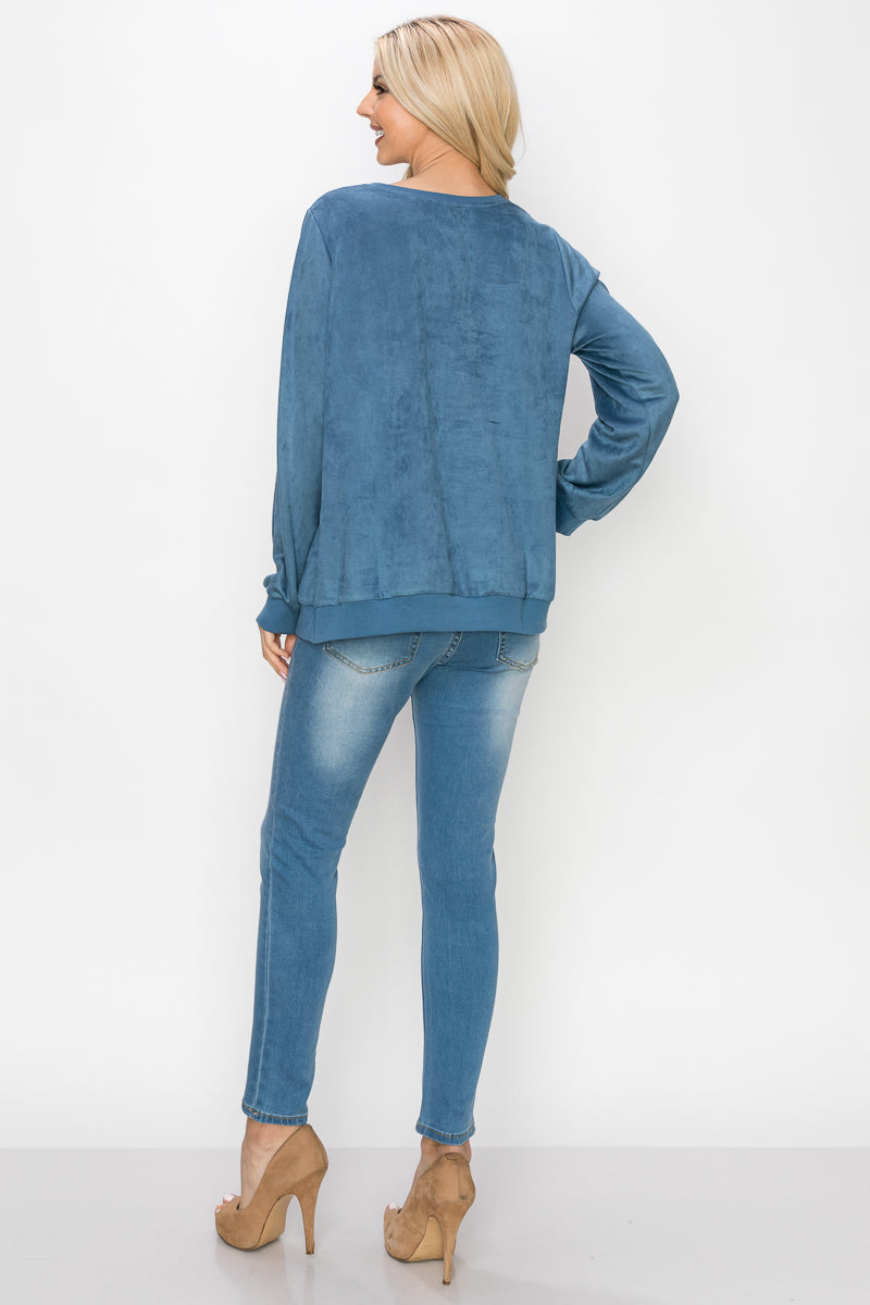 Alisa Stretch Suede Top