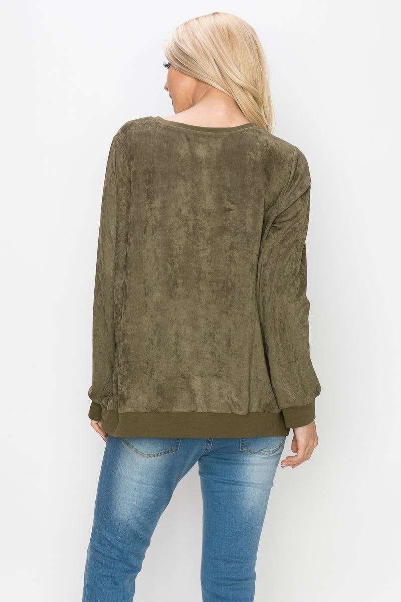 Alisa Stretch Suede Top