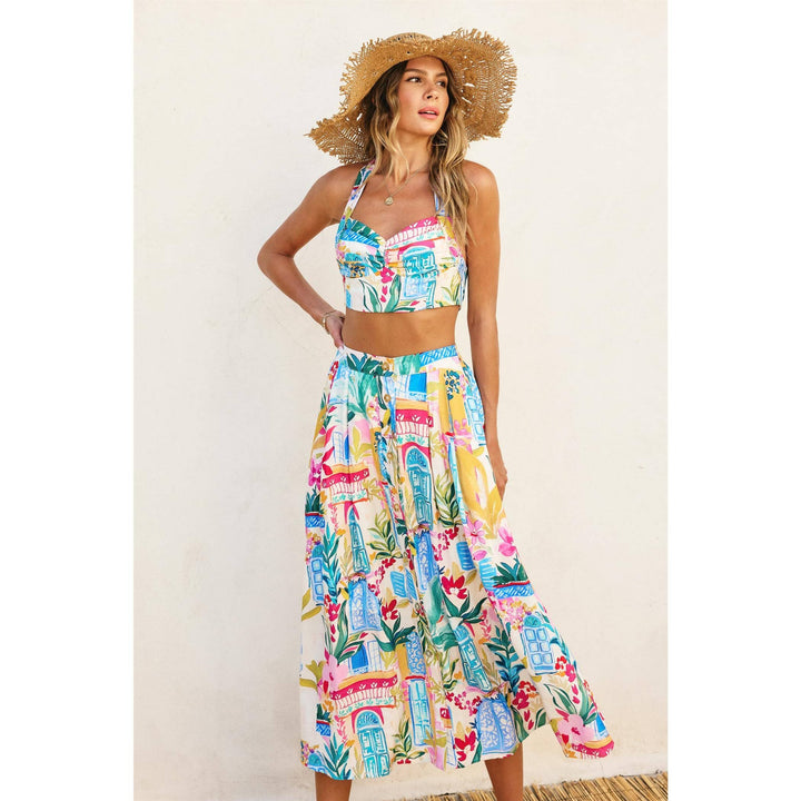 Long Summer Front Button Midi Skirt: SWEET DREAMS / S-M-L(2-2-2)