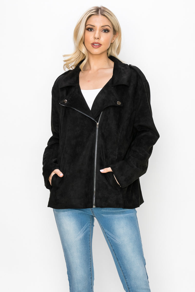 Jemi Suede Moto Jacket