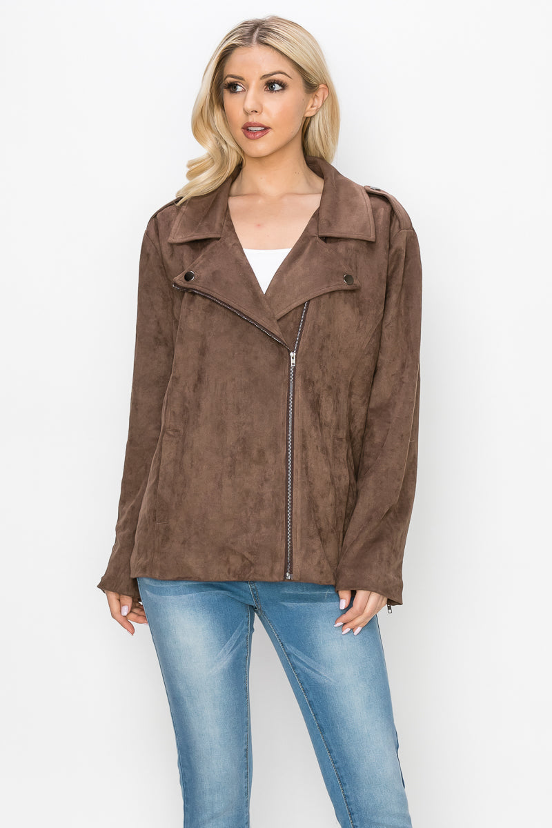 Jemi Suede Moto Jacket