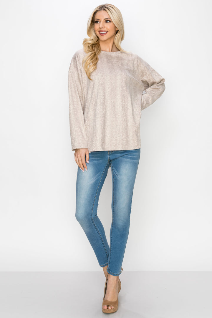 Ailith Suede Snake Print Top