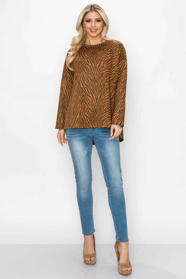 Alcee Stretch Suede Zebra Top