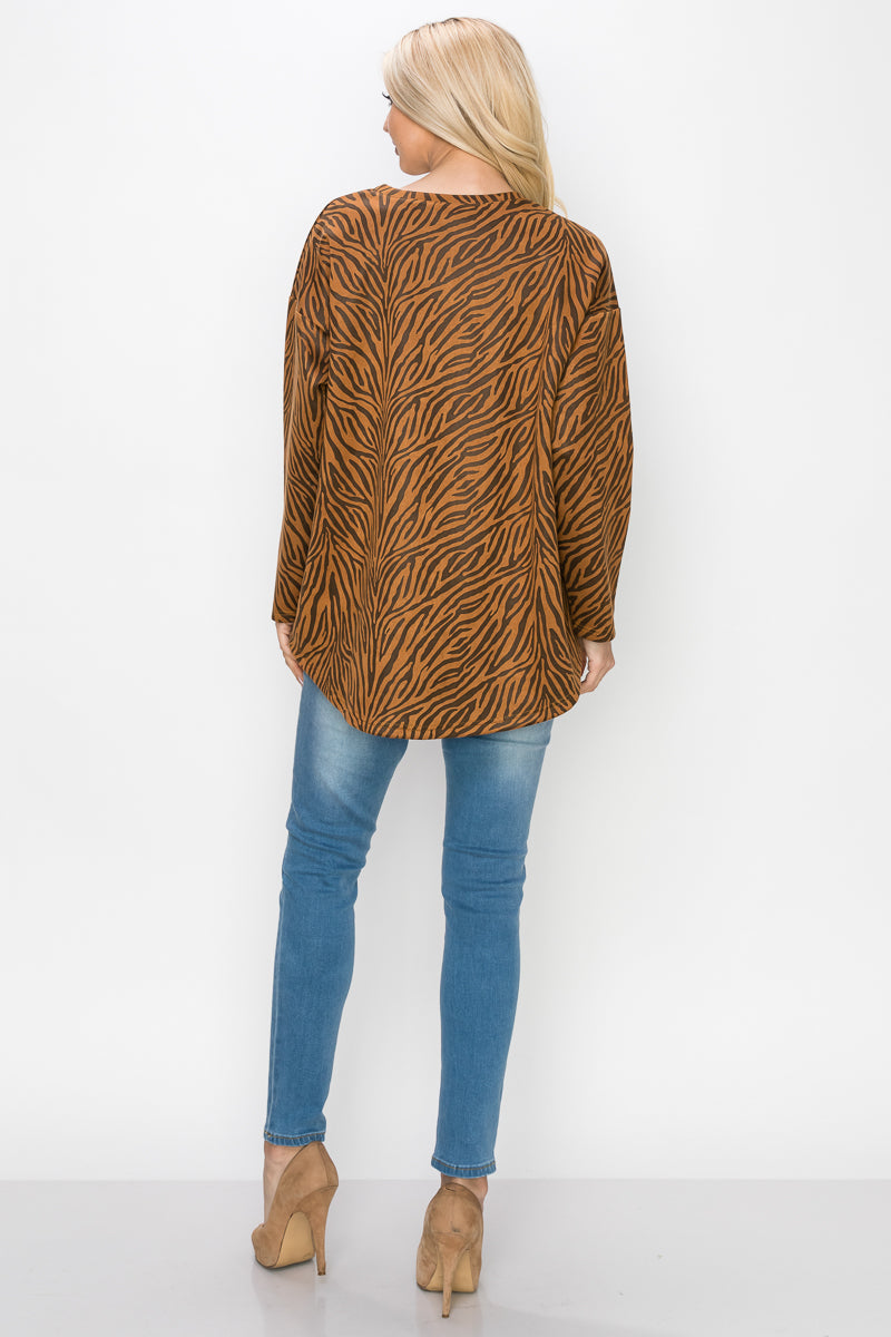 Alcee Stretch Suede Zebra Top