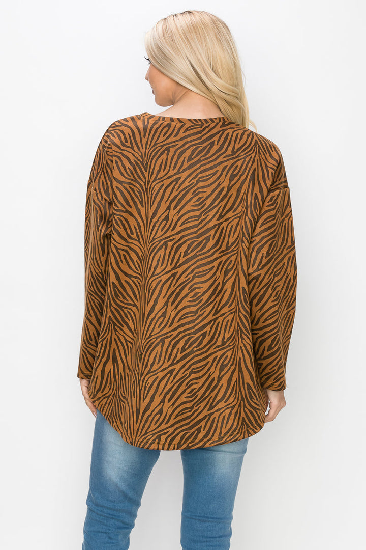 Alcee Stretch Suede Zebra Top