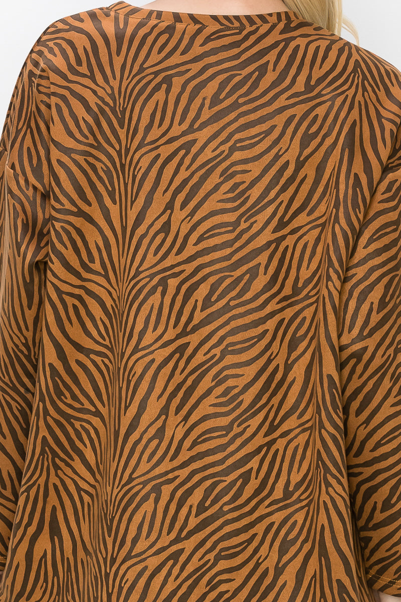 Alcee Stretch Suede Zebra Top