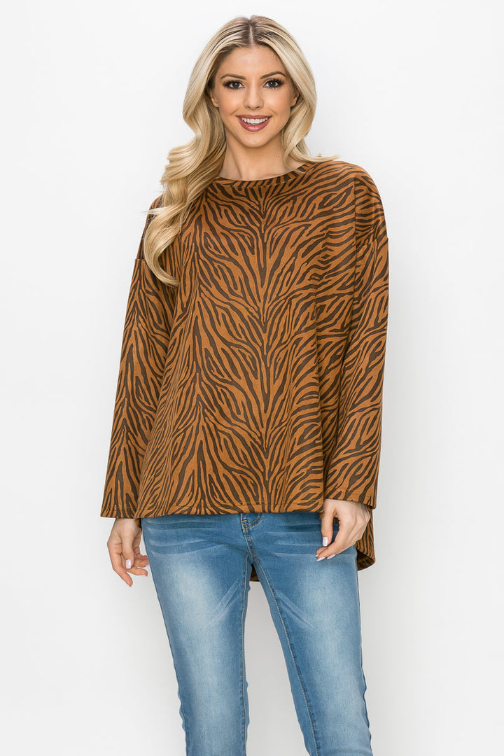 Alcee Stretch Suede Zebra Top