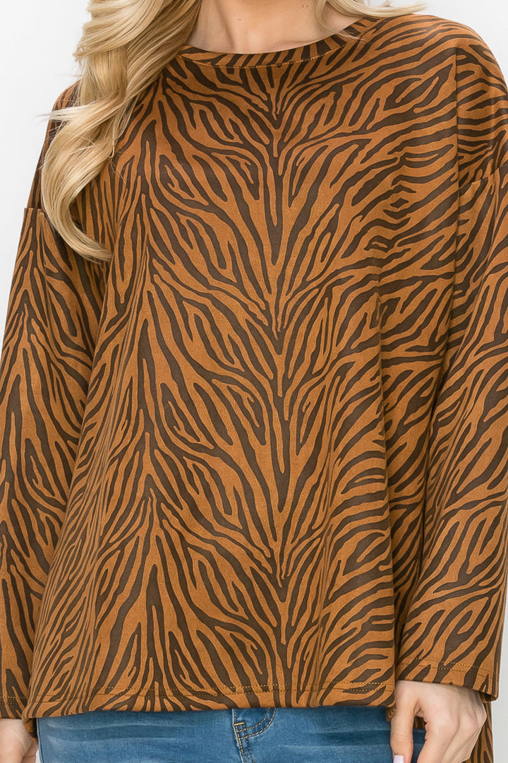 Alcee Stretch Suede Zebra Top