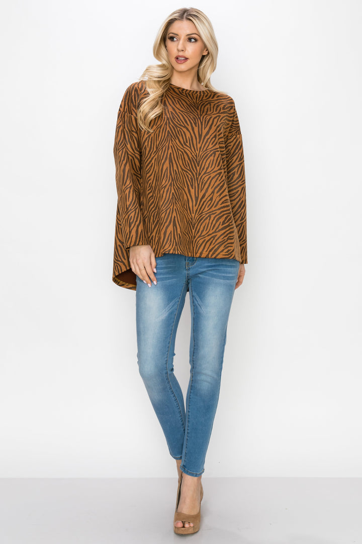 Alcee Stretch Suede Zebra Top