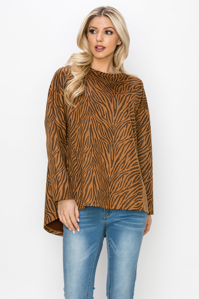 Alcee Stretch Suede Zebra Top