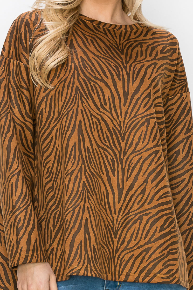 Alcee Stretch Suede Zebra Top