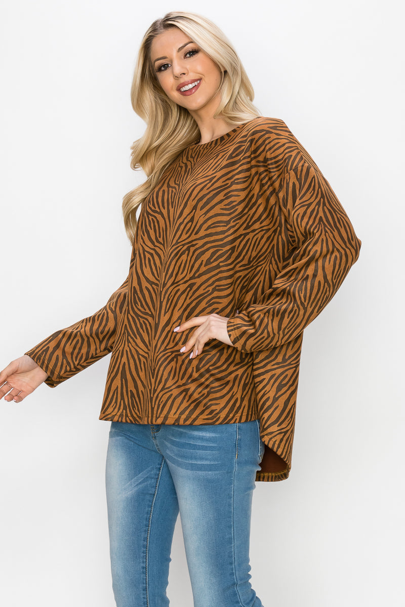 Alcee Stretch Suede Zebra Top