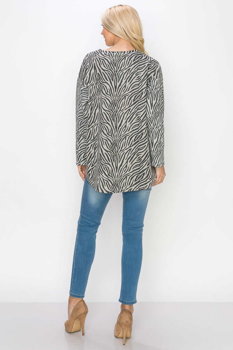 Alcee Stretch Suede Zebra Top