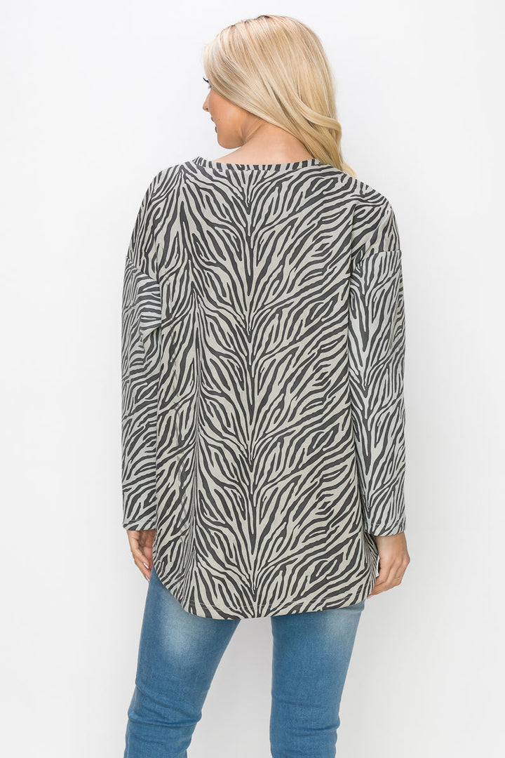 Alcee Stretch Suede Zebra Top