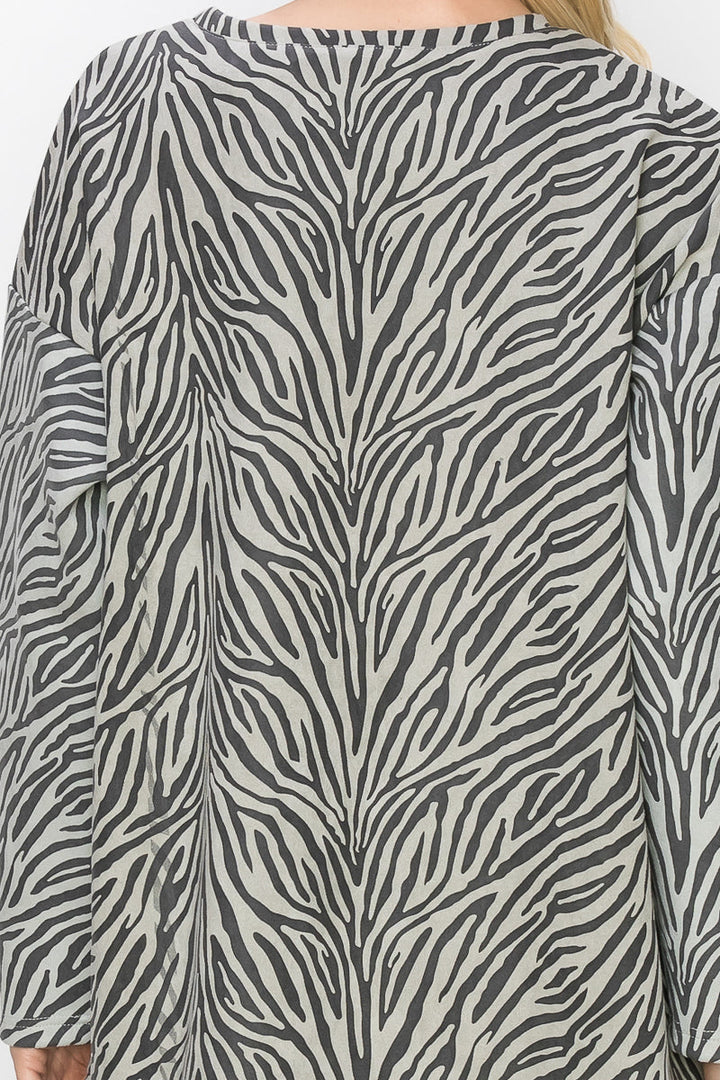 Alcee Stretch Suede Zebra Top