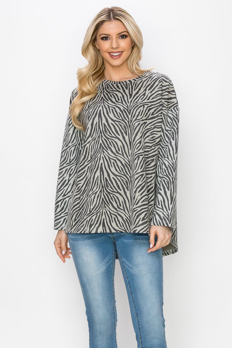 Alcee Stretch Suede Zebra Top