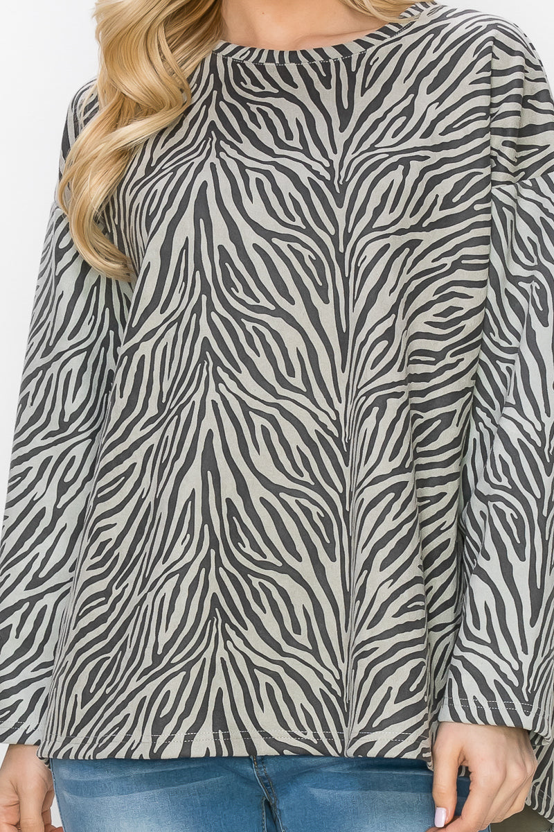 Alcee Stretch Suede Zebra Top