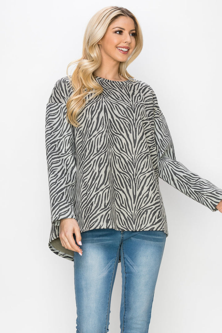 Alcee Stretch Suede Zebra Top