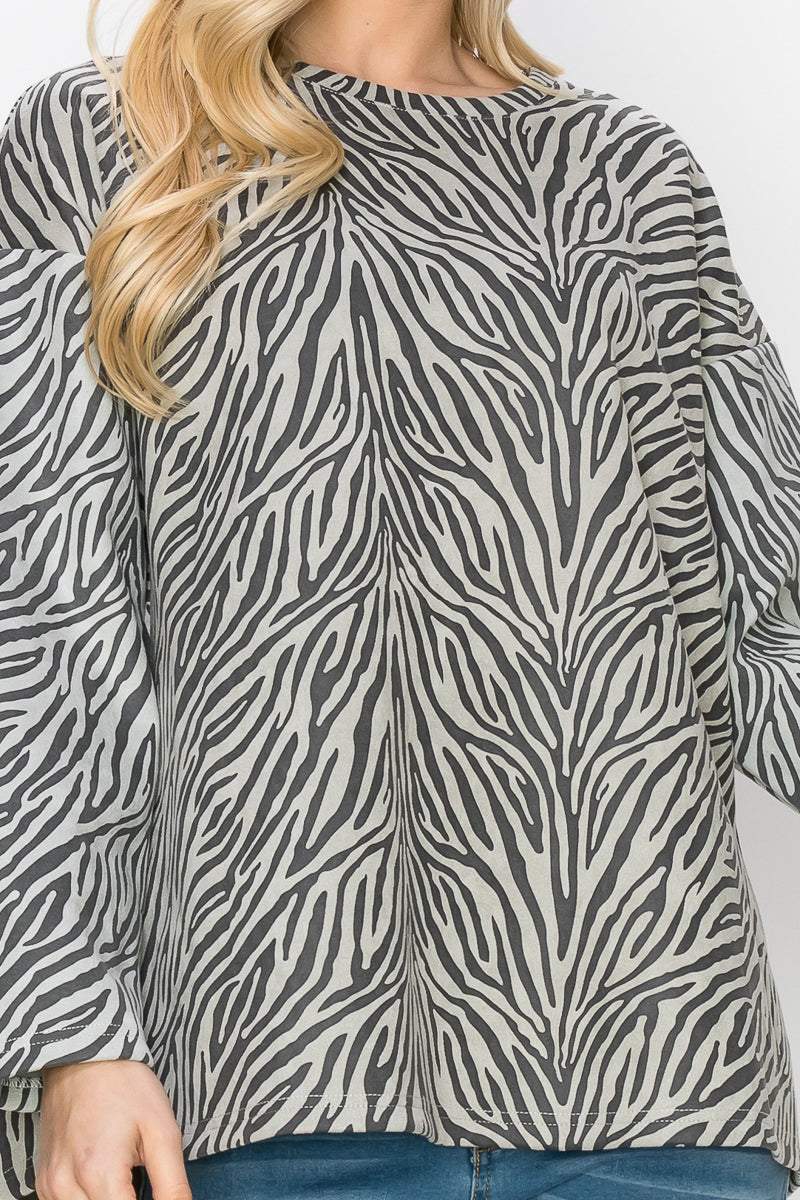 Alcee Stretch Suede Zebra Top