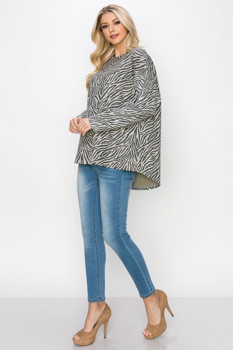 Alcee Stretch Suede Zebra Top