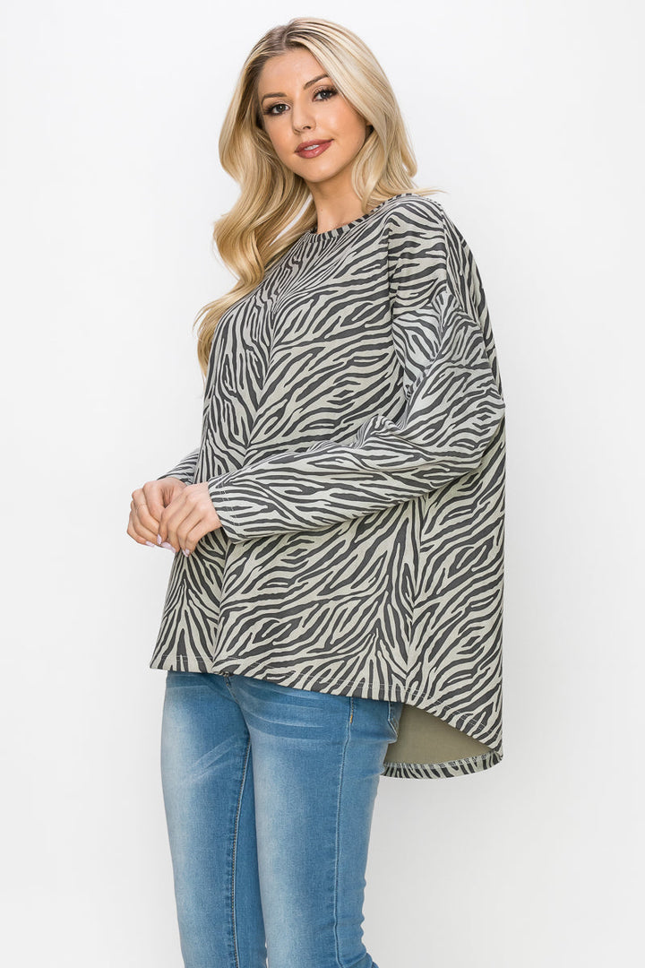 Alcee Stretch Suede Zebra Top