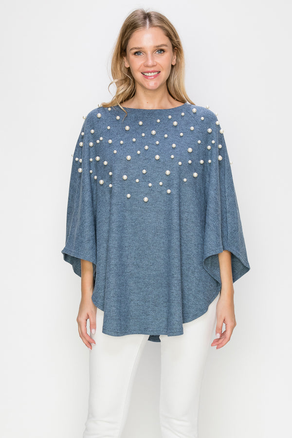 Shelia Knit Pearl Poncho