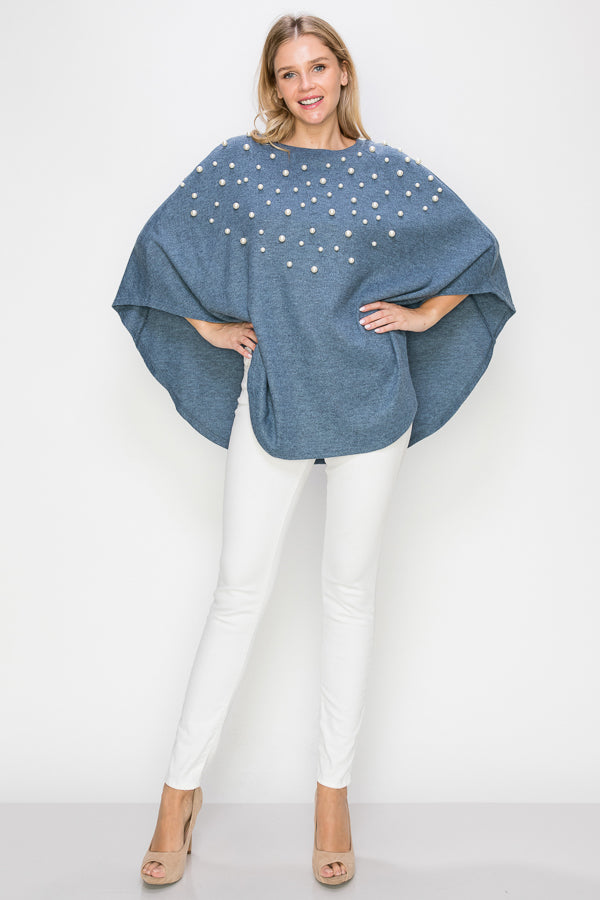 Shelia Knit Pearl Poncho